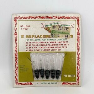 Vintage Liberty Bell Christmas Replacement Bulbs 7V No.1682 Push-In Pre-Tested 5